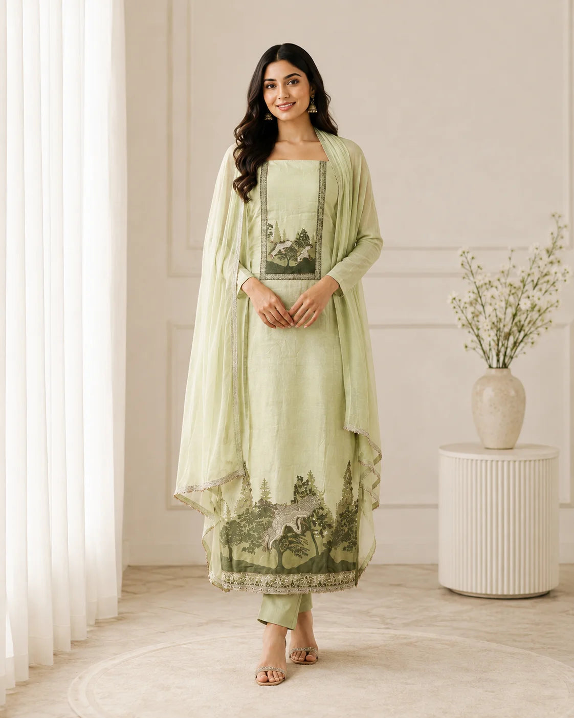 Pastel Grace Tapta Cotton Suit Set with Half Pure Dupatta
